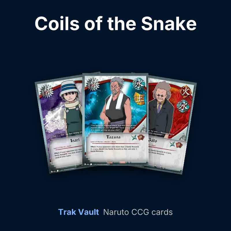 Coils of the Snake Naruto cards: Inari, Tazuna and Gato