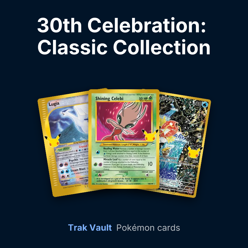 30th Celebration: Classic Collection Pokémon cards: Lugia, Shining Celebi and Magikarp