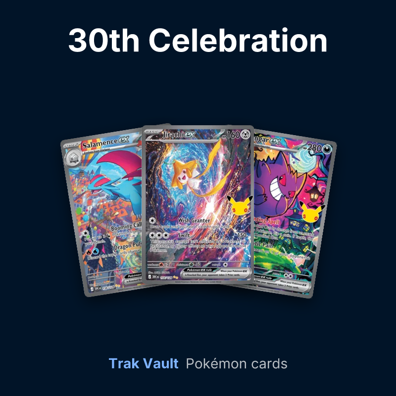 30th Celebration Pokémon cards: Salamence ex, Jirachi ex and Gengar ex