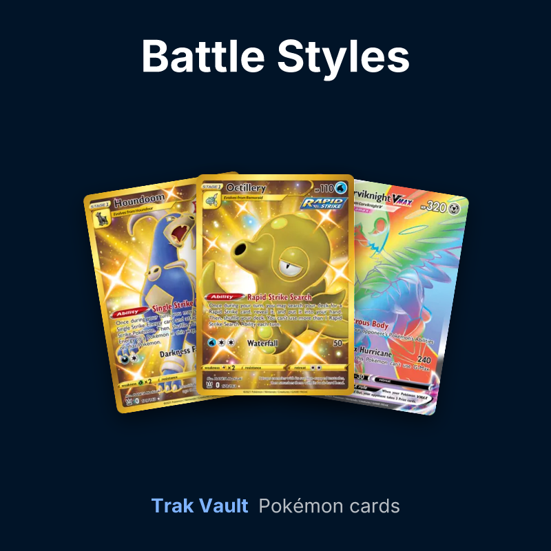 Battle Styles Pokémon cards: Houndoom, Octillery and Corviknight VMAX