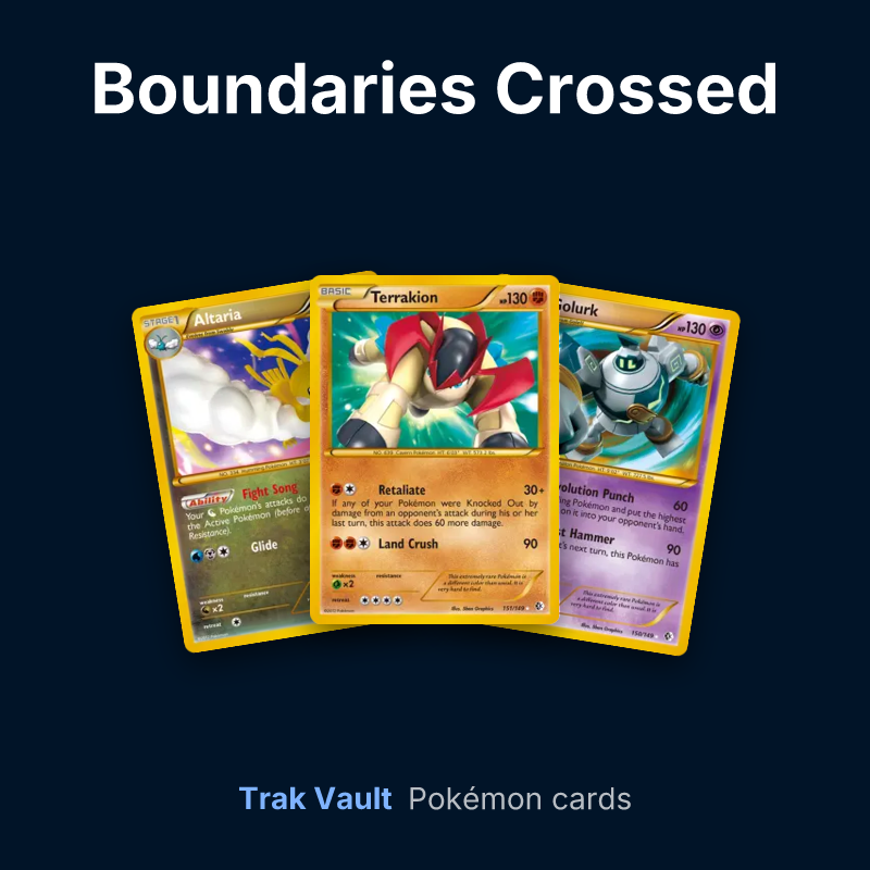 Boundaries Crossed Pokémon cards: Altaria, Terrakion and Golurk