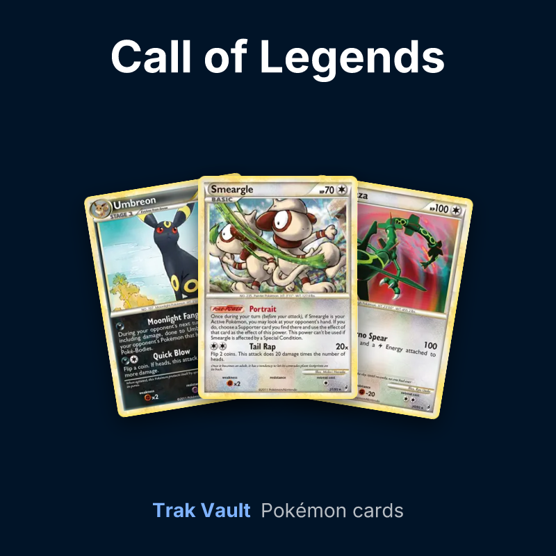 Call of Legends Pokémon cards: Umbreon, Smeargle and Rayquaza