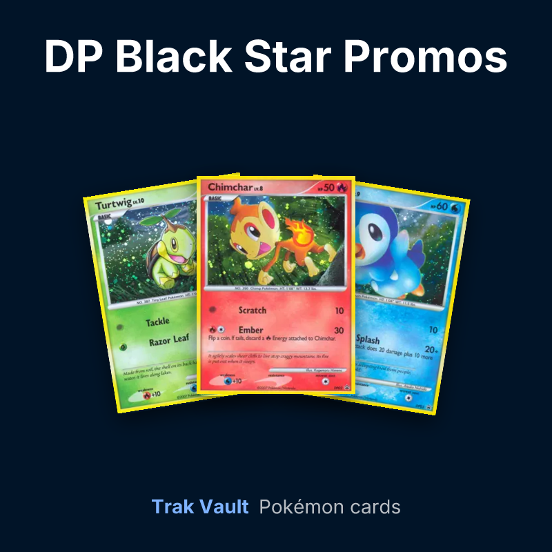 DP Black Star Promos Pokémon cards: Turtwig, Chimchar and Piplup