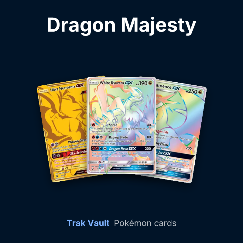 Dragon Majesty Pokémon cards: Ultra Necrozma-GX, White Kyurem-GX and Salamence-GX
