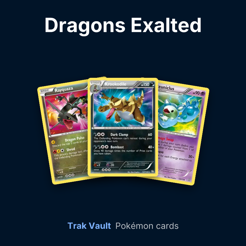 Dragons Exalted Pokémon cards: Rayquaza, Krookodile and Reuniclus