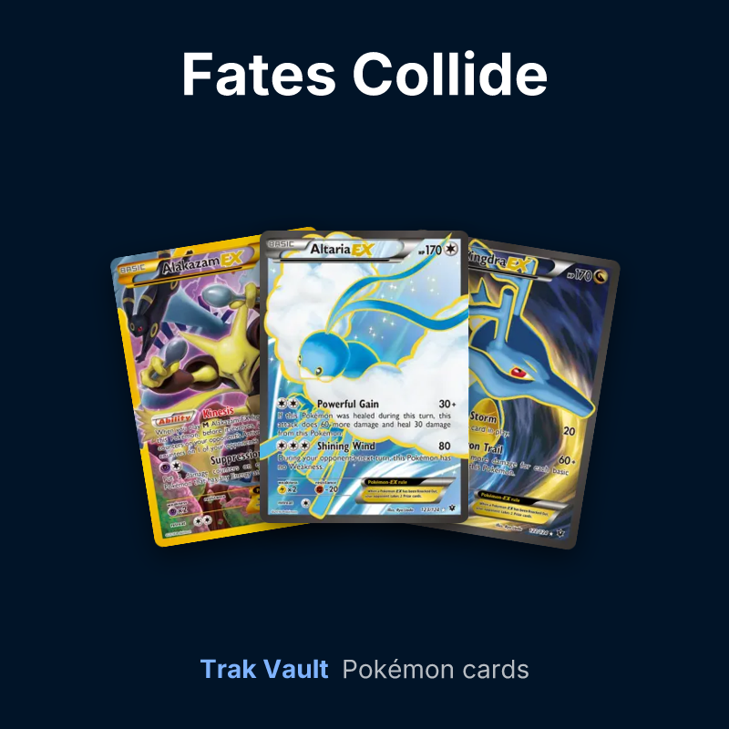 Fates Collide Pokémon cards: Alakazam-EX, Altaria-EX and Kingdra-EX