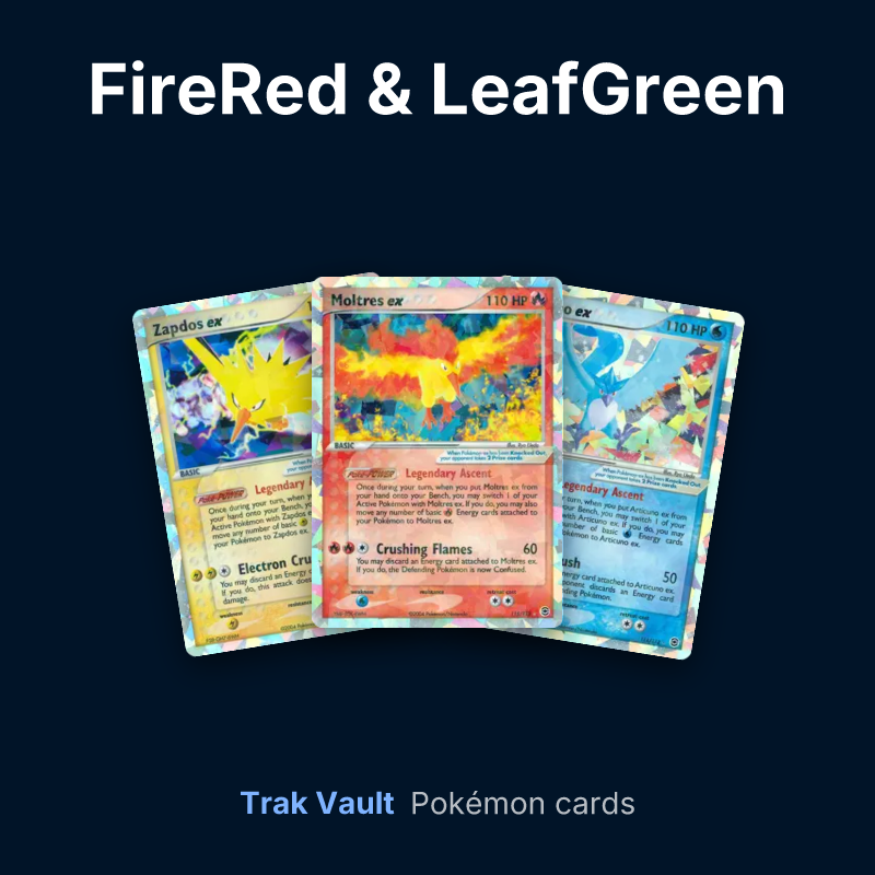FireRed & LeafGreen Pokémon cards: Zapdos ex, Moltres ex and Articuno ex