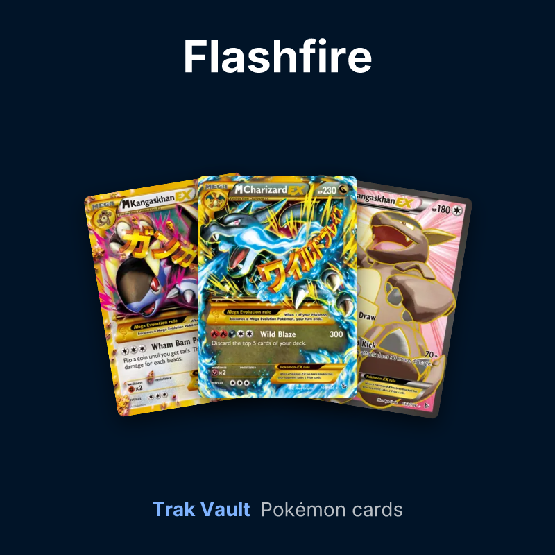 Flashfire Pokémon cards: M Kangaskhan-EX, M Charizard-EX and Kangaskhan-EX