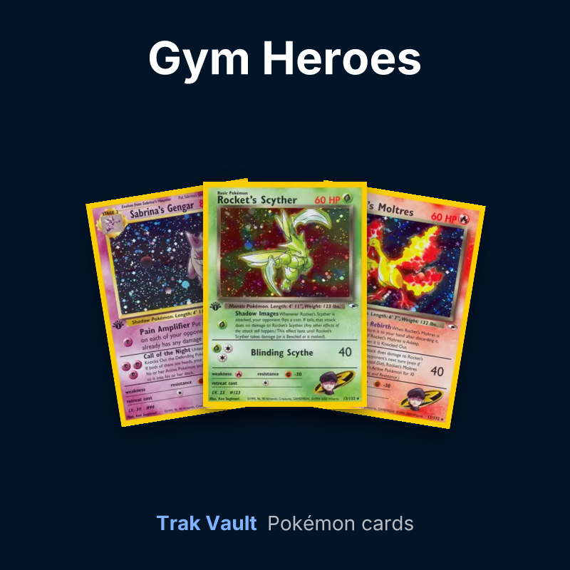 Gym Heroes Pokémon cards: Sabrina's Gengar, Rocket's Scyther and Rocket's Moltres