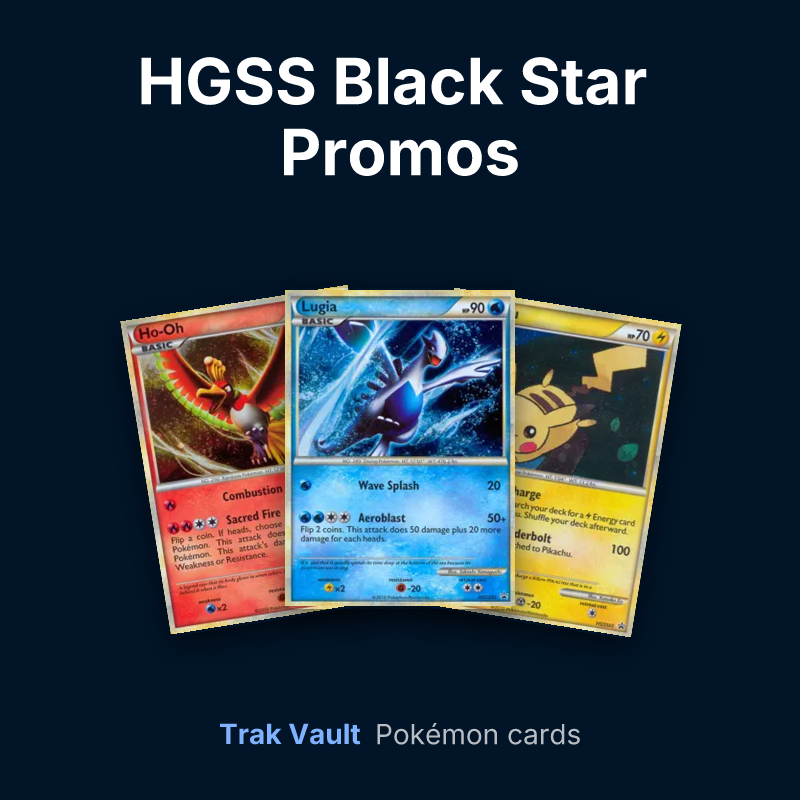 HGSS Black Star Promos Pokémon cards: Ho-Oh, Lugia and Pikachu