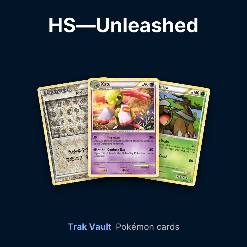 HS—Unleashed Pokémon cards: Alph Lithograph, Xatu and Torterra
