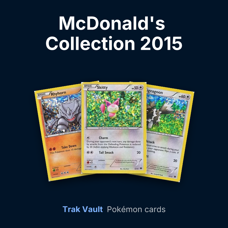 McDonald's Collection 2015 Pokémon cards: Rhyhorn, Skitty and Zigzagoon