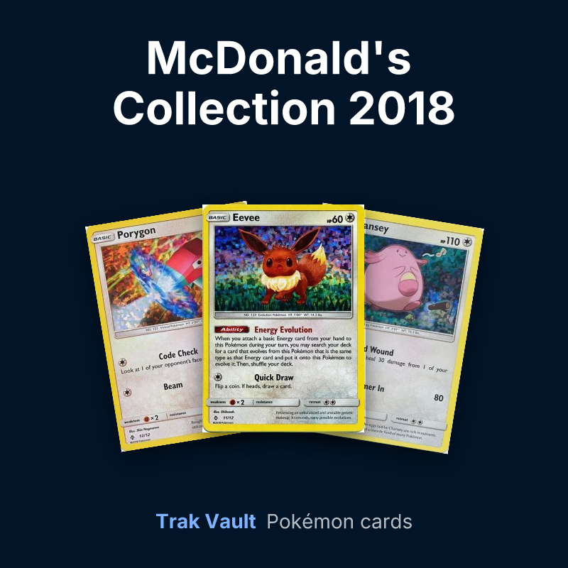 McDonald's Collection 2018 Pokémon cards: Porygon, Eevee and Chansey