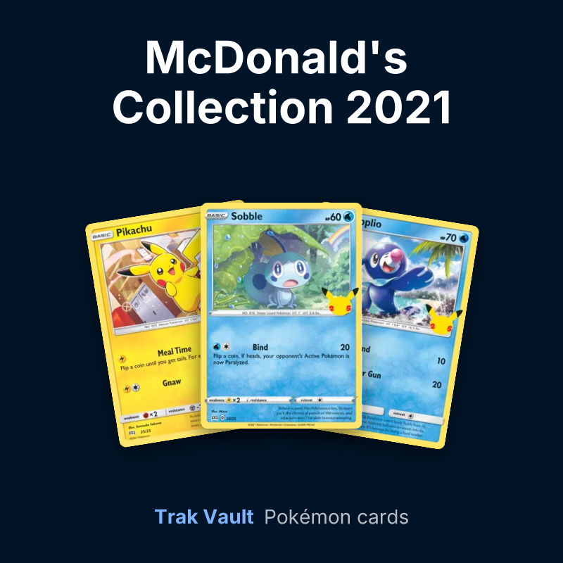 McDonald's Collection 2021 Pokémon cards: Pikachu, Sobble and Popplio