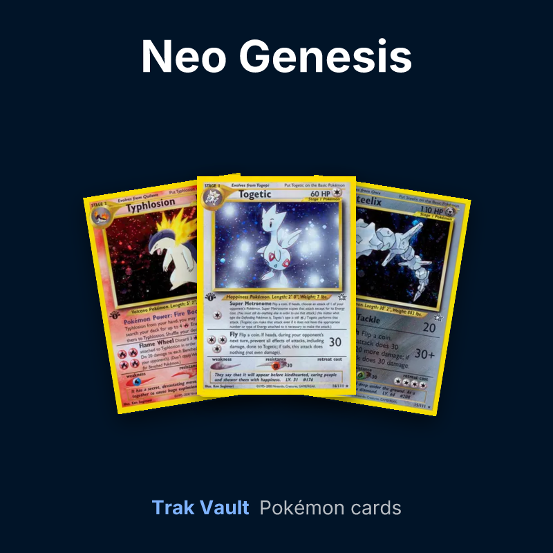 Neo Genesis Pokémon cards: Typhlosion, Togetic and Steelix