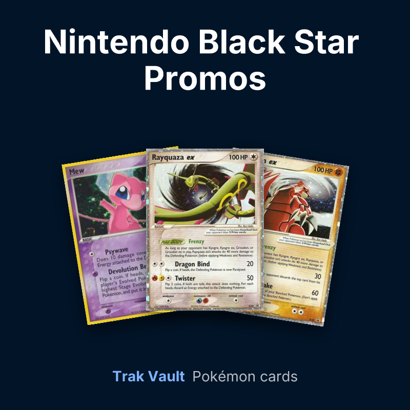 Nintendo Black Star Promos Pokémon cards: Mew, Rayquaza ex and Groudon ex