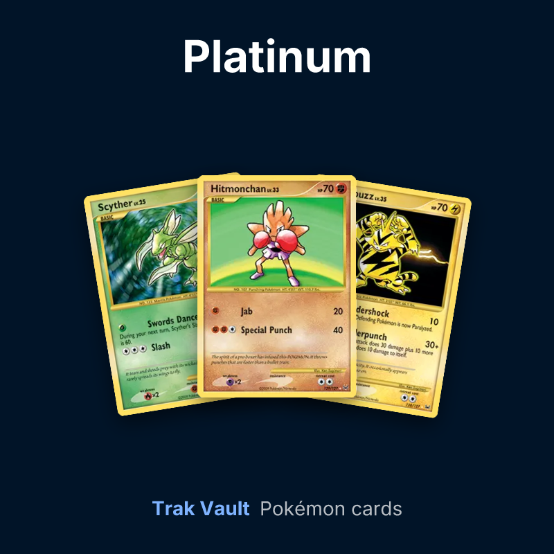 Platinum Pokémon cards: Scyther, Hitmonchan and Electabuzz