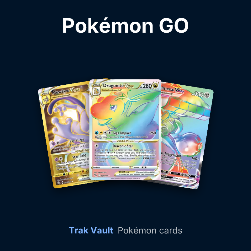 Pokémon GO Pokémon cards: Mewtwo VSTAR, Dragonite VSTAR and Melmetal VMAX