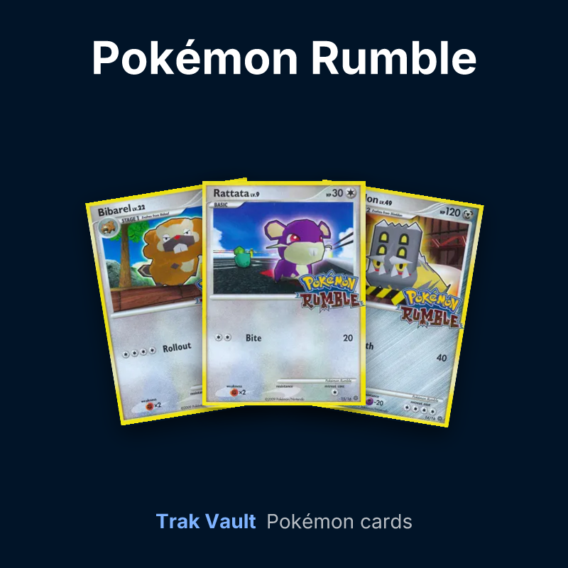 Pokémon Rumble Pokémon cards: Bibarel, Rattata and Bastiodon