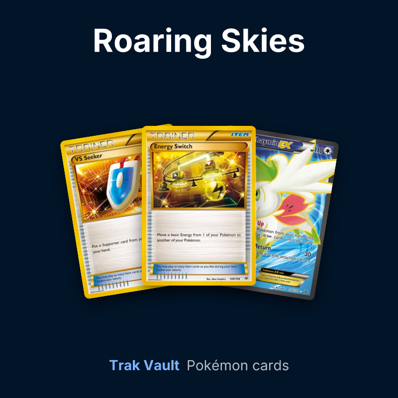 Roaring Skies Pokémon cards: VS Seeker, Energy Switch and Shaymin-EX