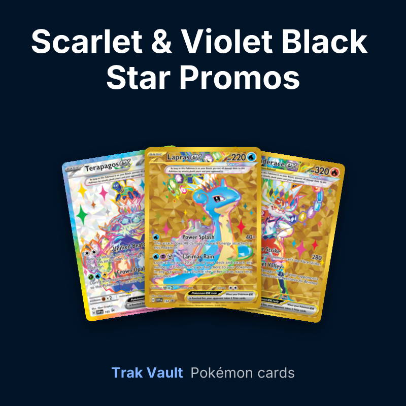 Scarlet & Violet Black Star Promos Pokémon cards: Terapagos ex, Lapras ex and Cinderace ex