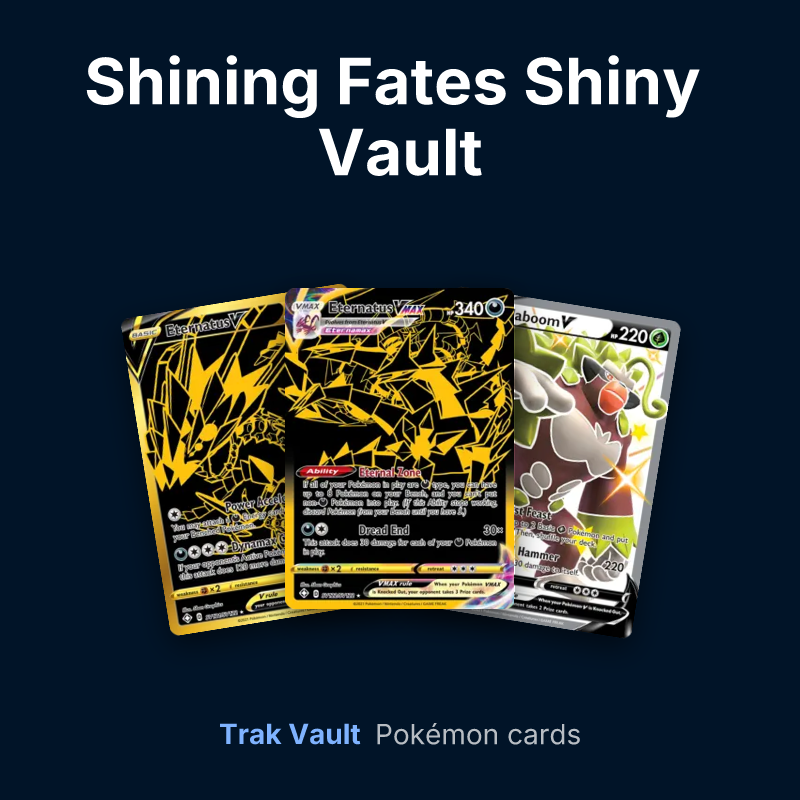 Shining Fates Shiny Vault Pokémon cards: Eternatus V, Eternatus VMAX and Rillaboom V