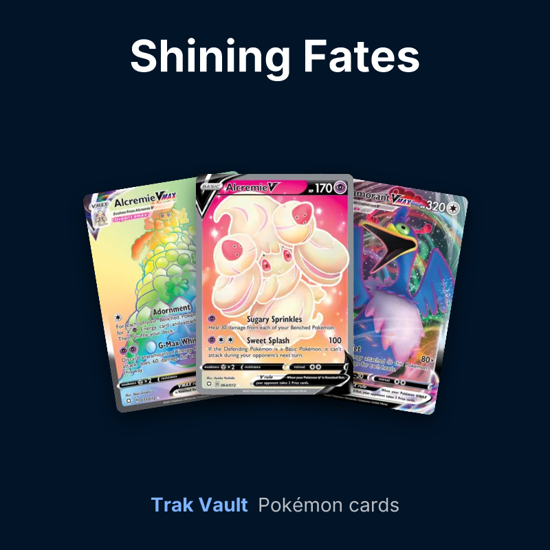 Shining Fates Pokémon cards: Alcremie VMAX, Alcremie V and Cramorant VMAX