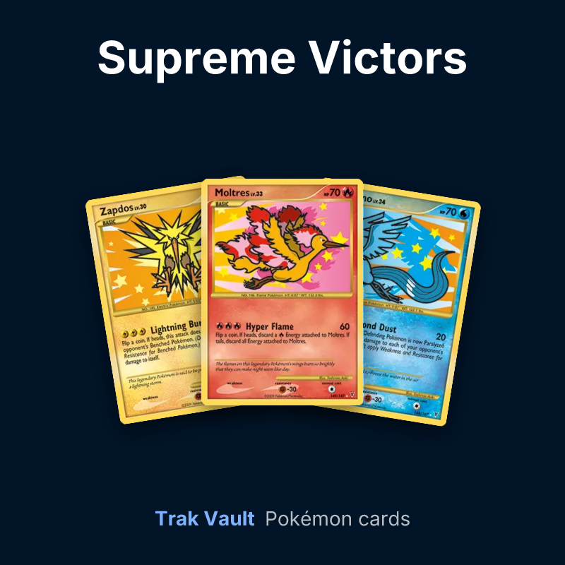 Supreme Victors Pokémon cards: Zapdos, Moltres and Articuno