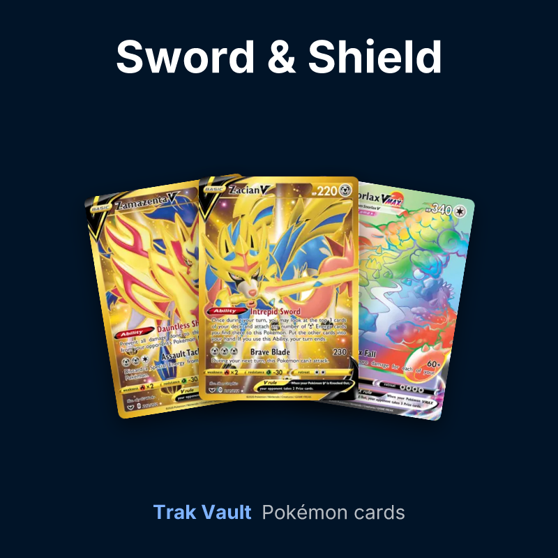 Sword & Shield Pokémon cards: Zamazenta V, Zacian V and Snorlax VMAX