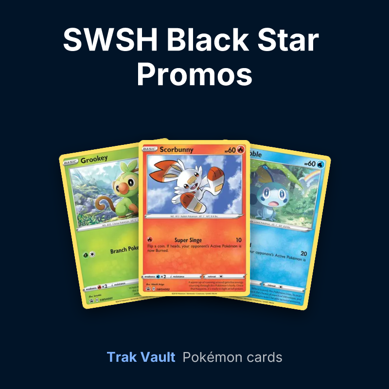 SWSH Black Star Promos Pokémon cards: Grookey, Scorbunny and Sobble