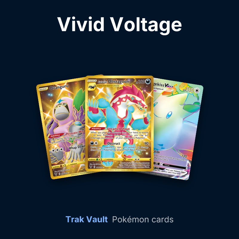 Vivid Voltage Pokémon cards: Oranguru, Galarian Obstagoon and Togekiss VMAX
