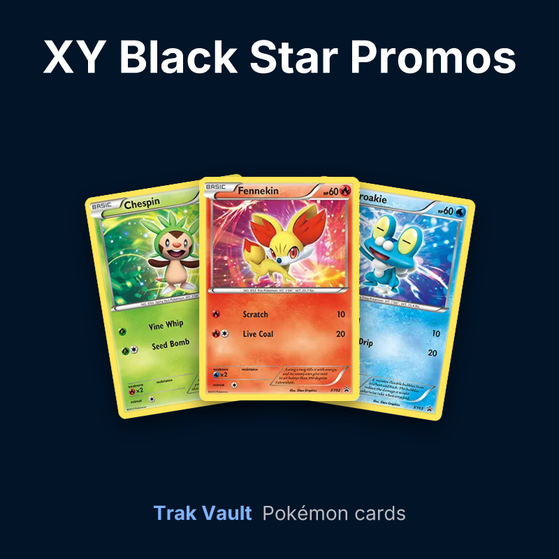 XY Black Star Promos Pokémon cards: Chespin, Fennekin and Froakie
