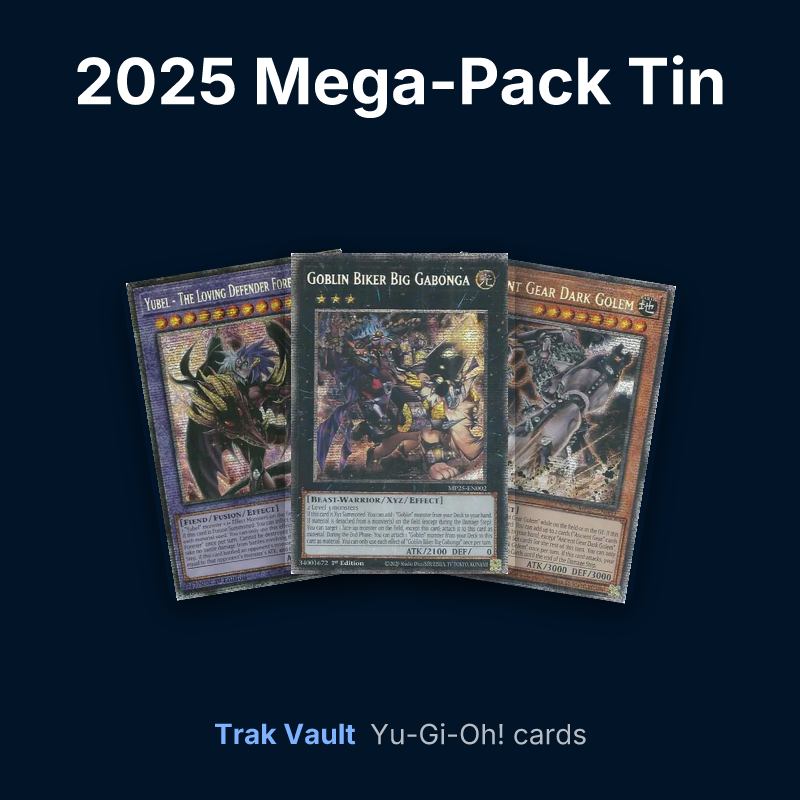 2025 Mega-Pack Tin Yu-Gi-Oh! cards: Yubel - The Loving Defender Forever, Goblin Biker Big Gabonga and Ancient Gear Dark Golem