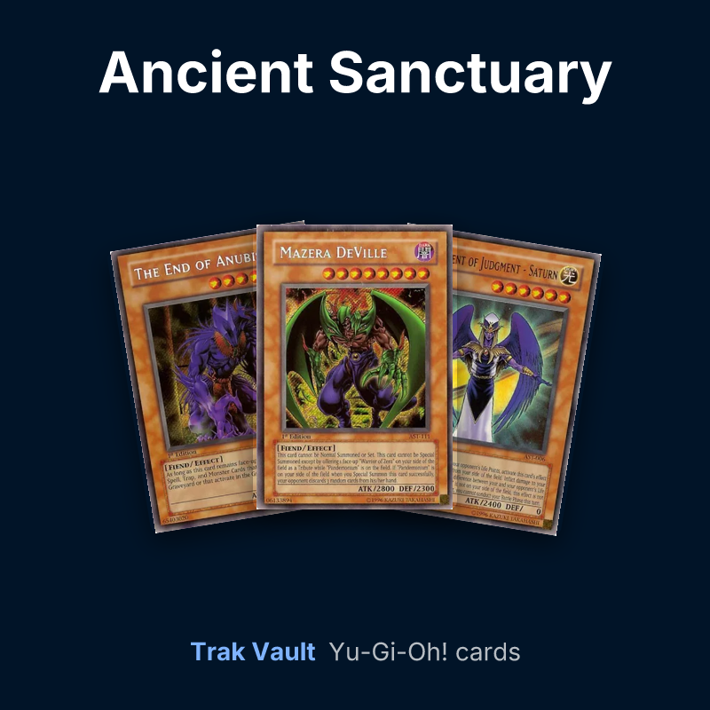 Ancient Sanctuary Yu-Gi-Oh! cards: The End of Anubis, Mazera DeVille and The Agent of Judgment - Saturn