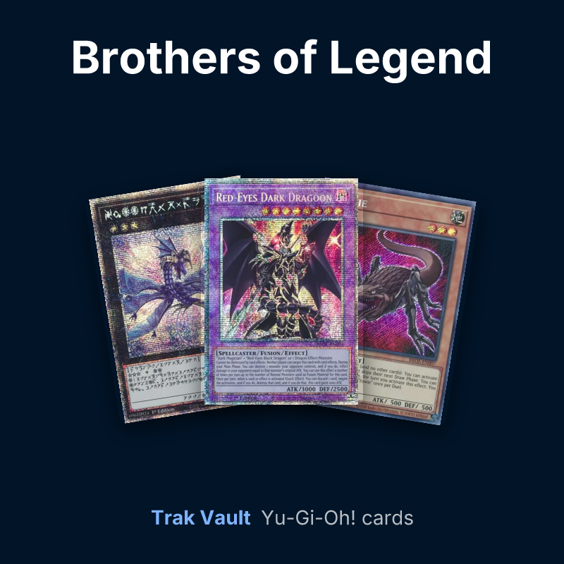 Brothers of Legend Yu-Gi-Oh! cards: Number 17: Leviathan Dragon, Red-Eyes Dark Dragoon and Yowie