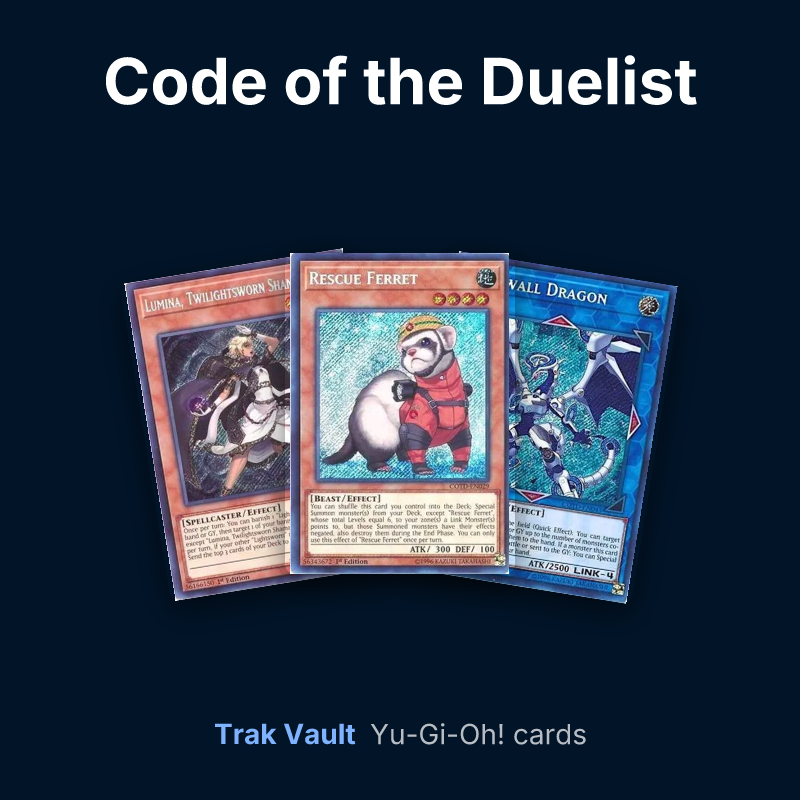 Code of the Duelist Yu-Gi-Oh! cards: Lumina, Twilightsworn Shaman, Rescue Ferret and Firewall Dragon