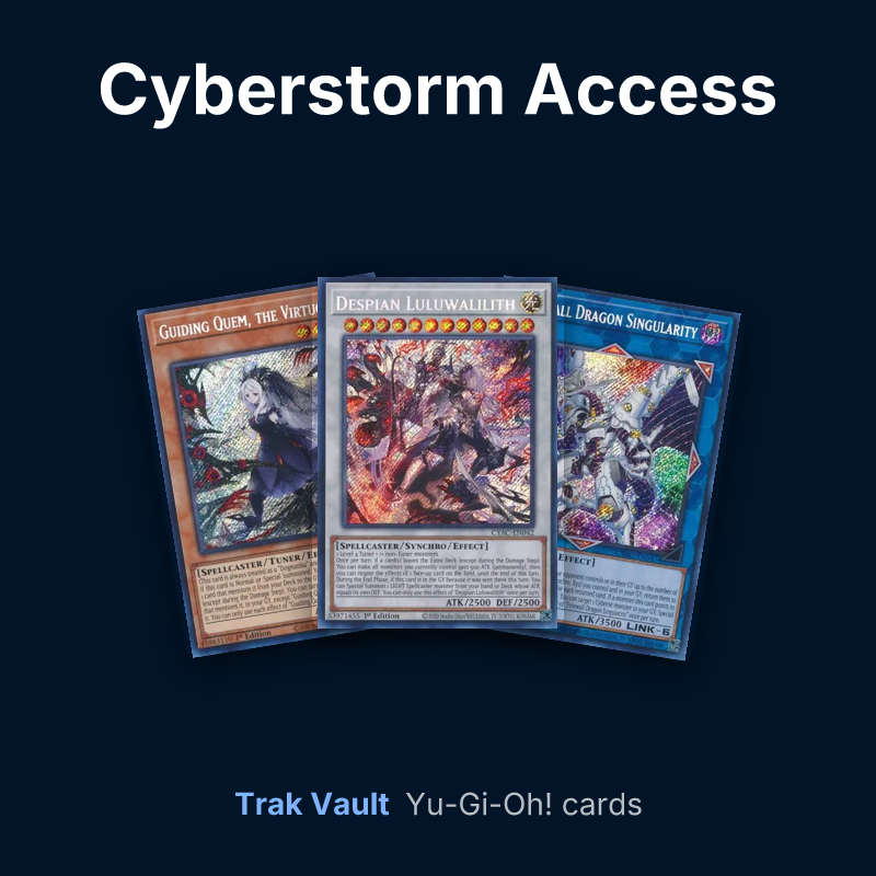 Cyberstorm Access Yu-Gi-Oh! cards: Guiding Quem, the Virtuous, Despian Luluwalilith and Firewall Dragon Singularity