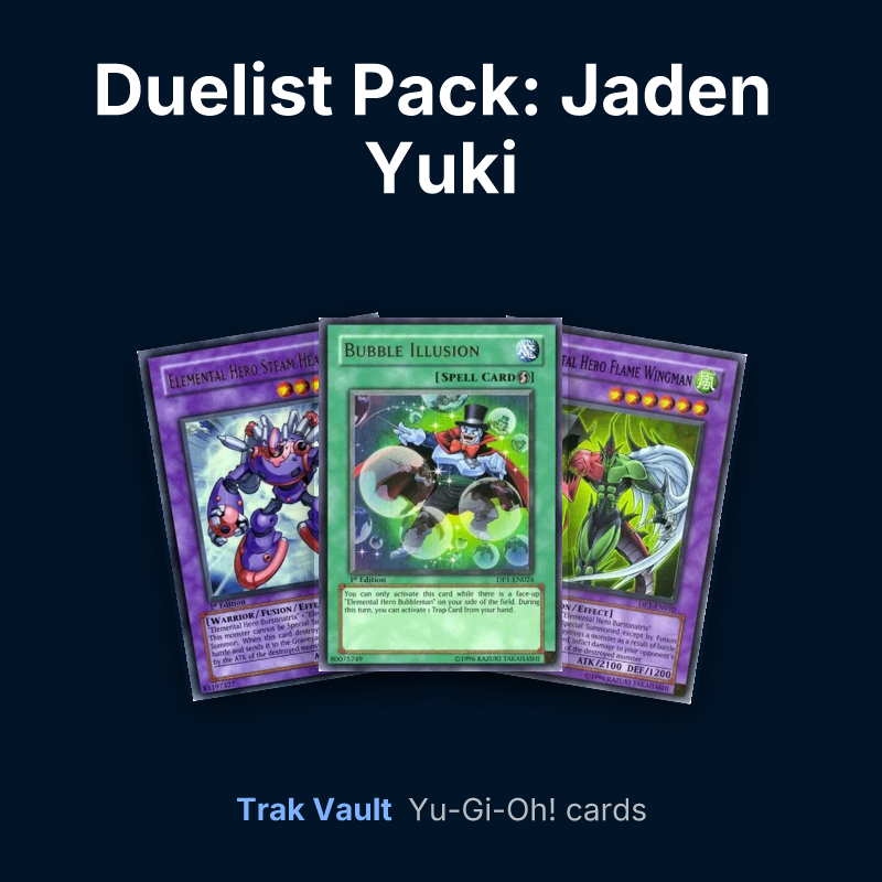 Duelist Pack: Jaden Yuki Yu-Gi-Oh! cards: Elemental HERO Steam Healer, Bubble Illusion and Elemental HERO Flame Wingman