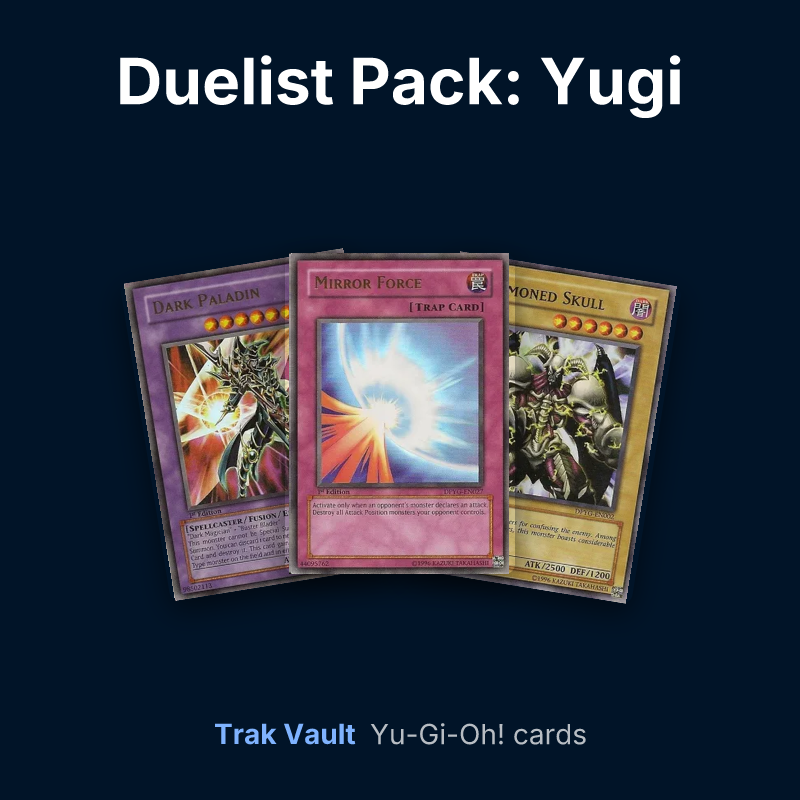 Duelist Pack: Yugi Yu-Gi-Oh! cards: Dark Paladin, Mirror Force and Summoned Skull