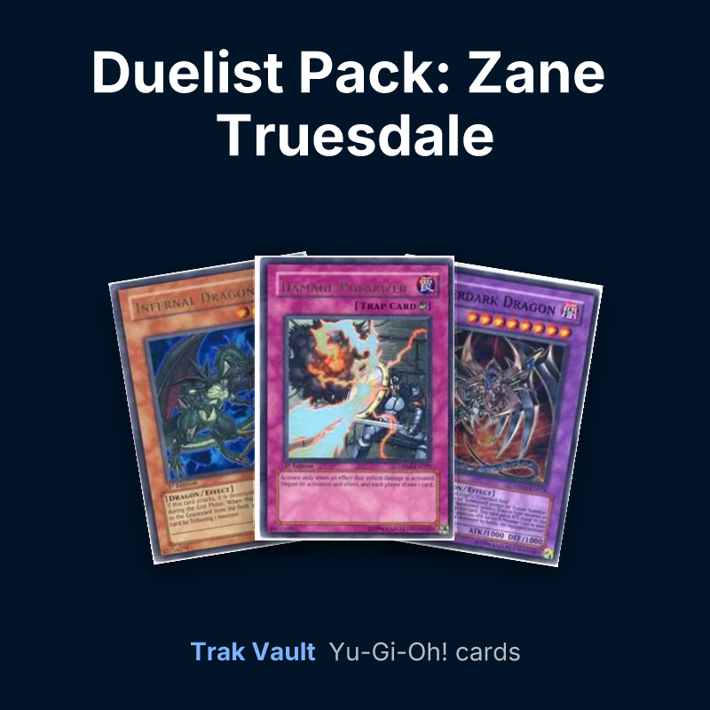 Duelist Pack: Zane Truesdale Yu-Gi-Oh! cards: Infernal Dragon, Damage Polarizer and Cyberdark Dragon