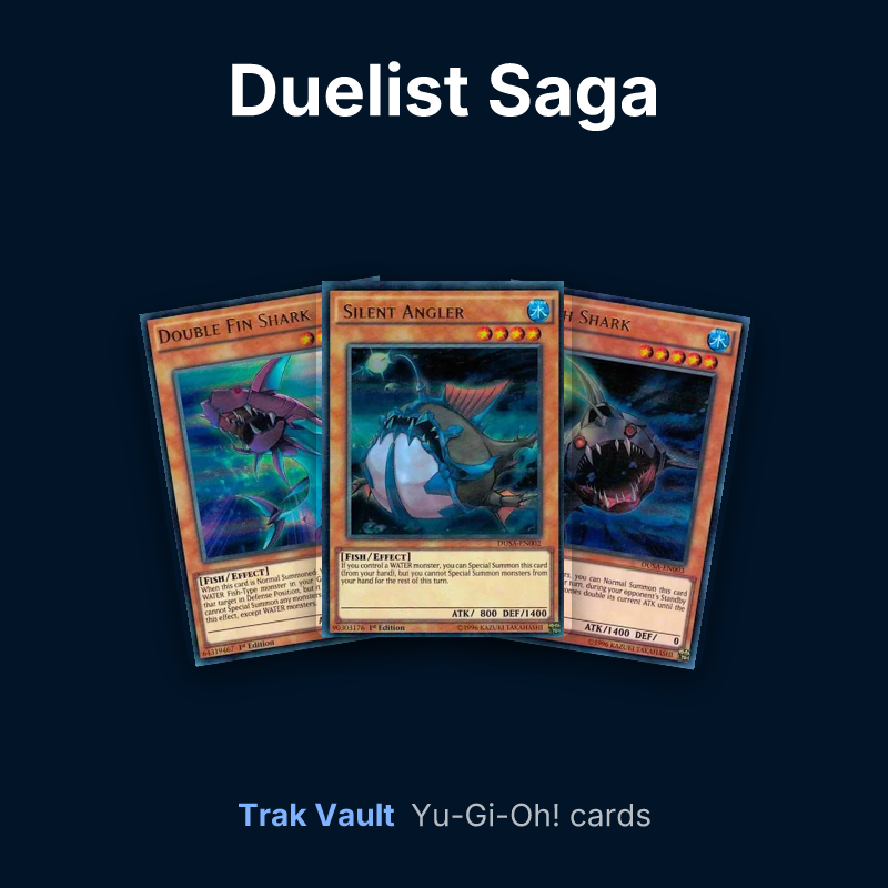 Duelist Saga Yu-Gi-Oh! cards: Double Fin Shark, Silent Angler and Depth Shark