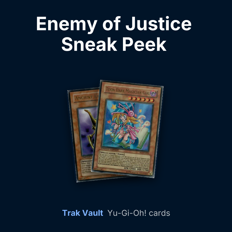 Enemy of Justice Sneak Peek Participation Card Yu-Gi-Oh! cards: Ancient Lamp and Toon Dark Magician Girl