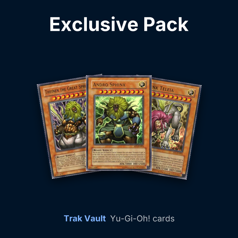 Exclusive Pack Yu-Gi-Oh! cards: Theinen the Great Sphinx, Andro Sphinx and Sphinx Teleia