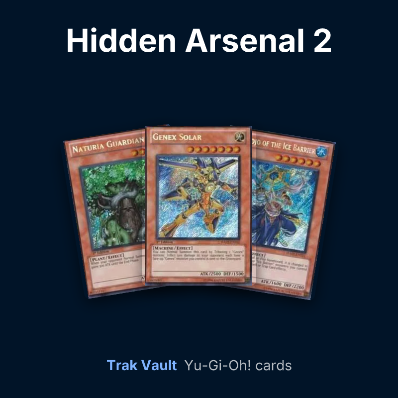 Hidden Arsenal 2 Yu-Gi-Oh! cards: Naturia Guardian, Genex Solar and Dai-sojo of the Ice Barrier
