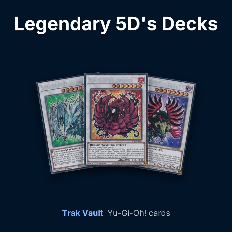 Legendary 5D's Decks Yu-Gi-Oh! cards: Stardust Dragon, Black Rose Dragon and Black-Winged Dragon