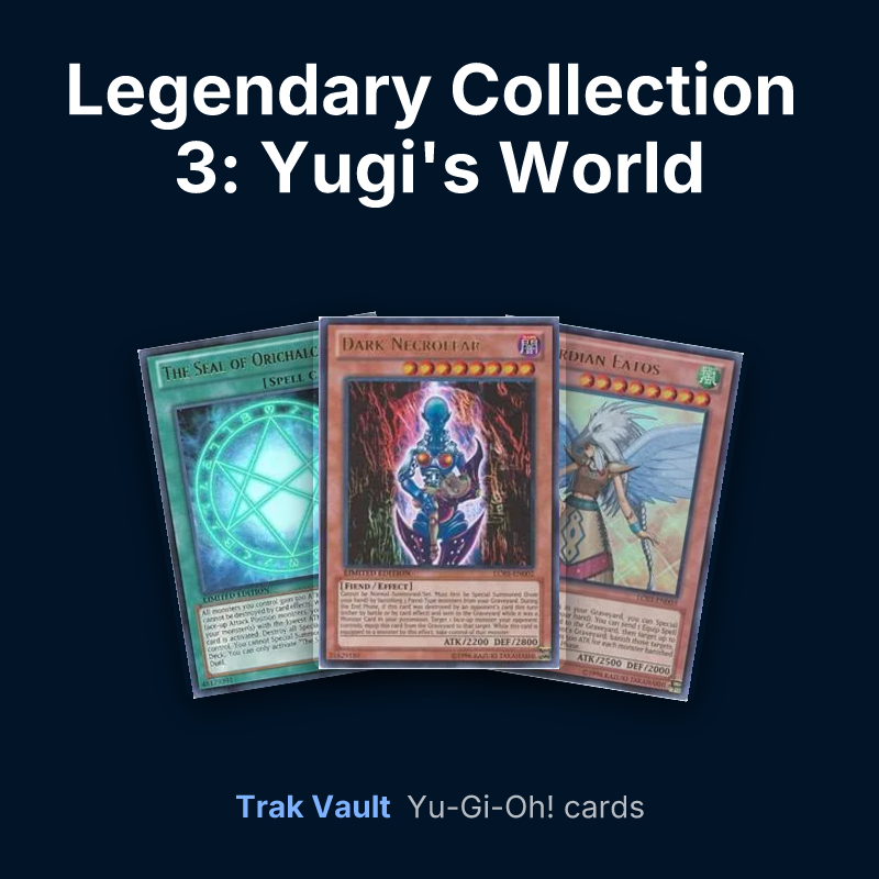 Legendary Collection 3: Yugi's World Yu-Gi-Oh! cards: The Seal of Orichalcos, Dark Necrofear and Guardian Eatos
