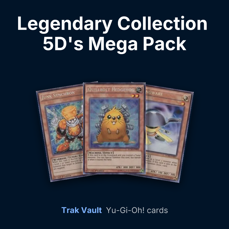 Legendary Collection 5D's Mega Pack Yu-Gi-Oh! cards: Junk Synchron, Quillbolt Hedgehog and Tuningware