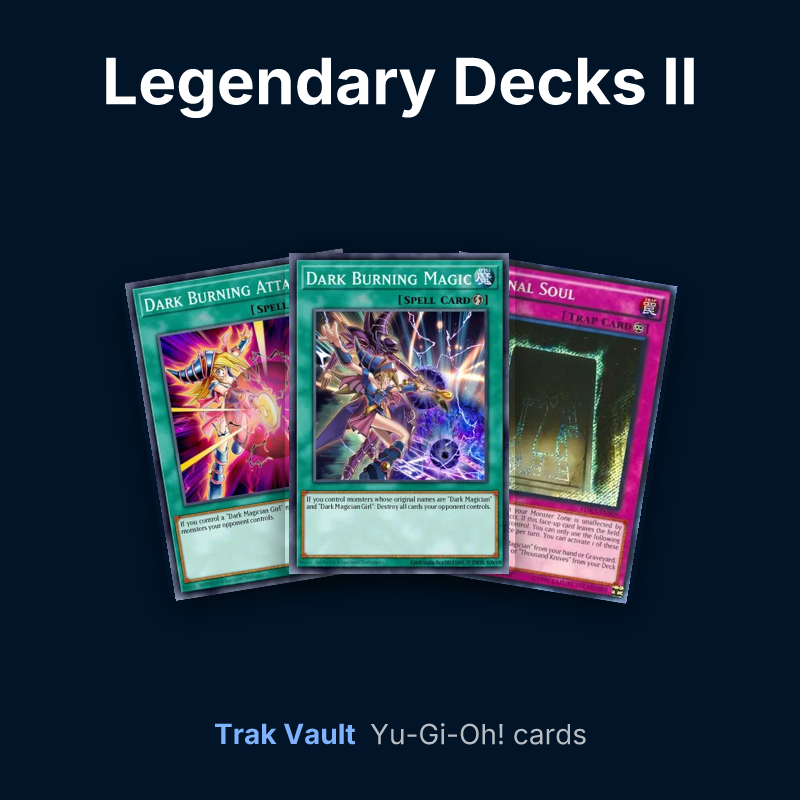 Legendary Decks II Yu-Gi-Oh! cards: Dark Burning Attack, Dark Burning Magic and Eternal Soul