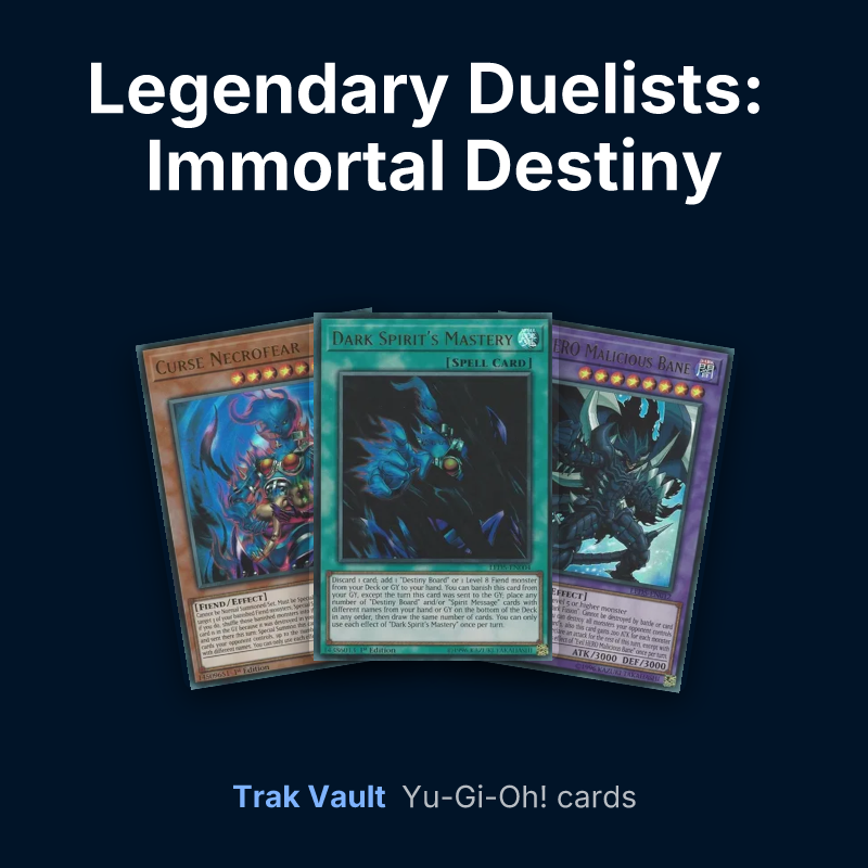 Legendary Duelists: Immortal Destiny Yu-Gi-Oh! cards: Curse Necrofear, Dark Spirit's Mastery and Evil HERO Malicious Bane