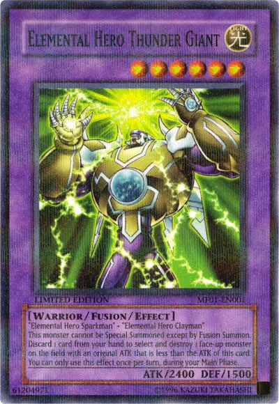 Elemental HERO Thunder Giant — Mattel Action Figure promotional cards: Series 1